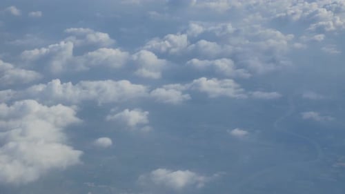 nature sky from airplane with clouds outdoor in summer daytime