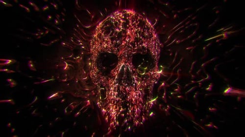 Psychedelic Abstract Skull with Fluid Energy Glow Background