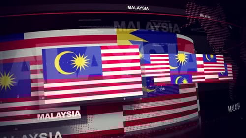 Futuristic Malaysia Flag Reveal for Corporate News Broadcast