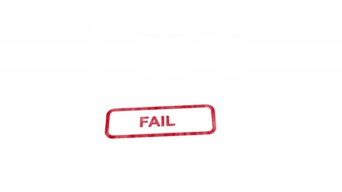 Animated Red Rubber Stamp Marks FAIL on Document