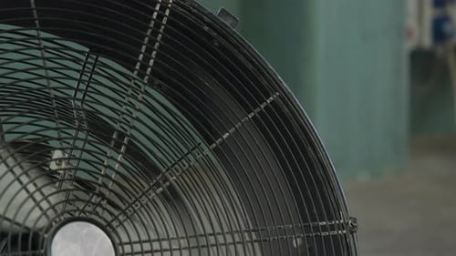 Close up of a big spinning fan