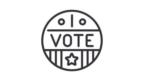 Animated thin line voting badge icon