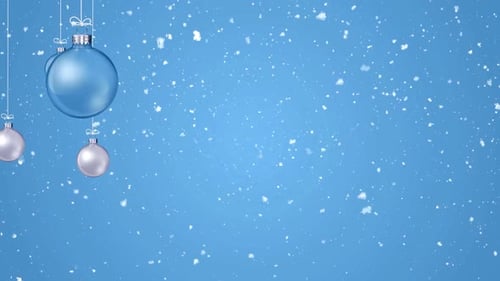 Animated Christmas Ornaments and Falling Snow Holiday Background