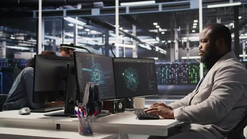 Joyous Data Center Software Developer Delighted After Solving All Computer Bugs