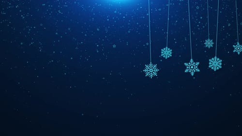 4K Christmas ornament frame snowflakes in dark background. animation greeting card glitter bokeh