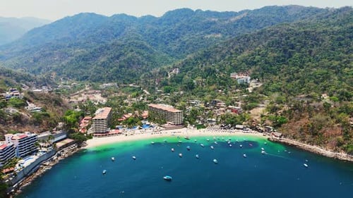 Breathtaking Aerial View Of The Mexican Beach Landscape At Mismaloya, Puerto Vallarta Jalisco