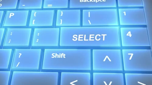 Futuristic Computer Keyboard Select Text on Key