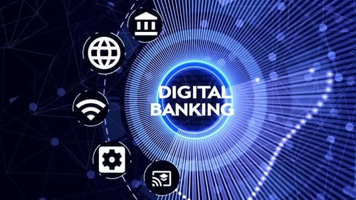 Futuristic Digital Banking Technology Concept Animation