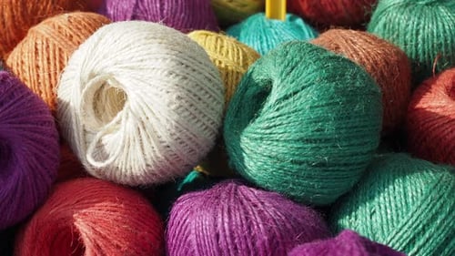 Colorful Yarn Balls: Abstract Close-Up Texture