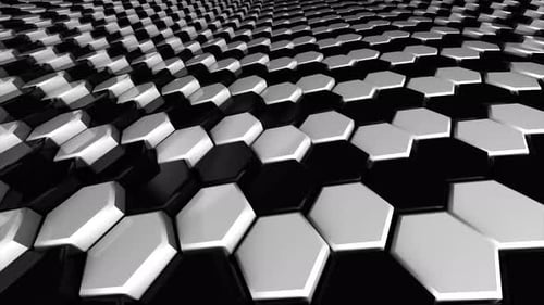 Abstract Hexagon White and Black Geometric Surface Loop Wavy Motion Background
