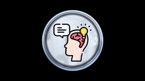 Animated 3D Icon: Idea, Brain, and Communication Concept