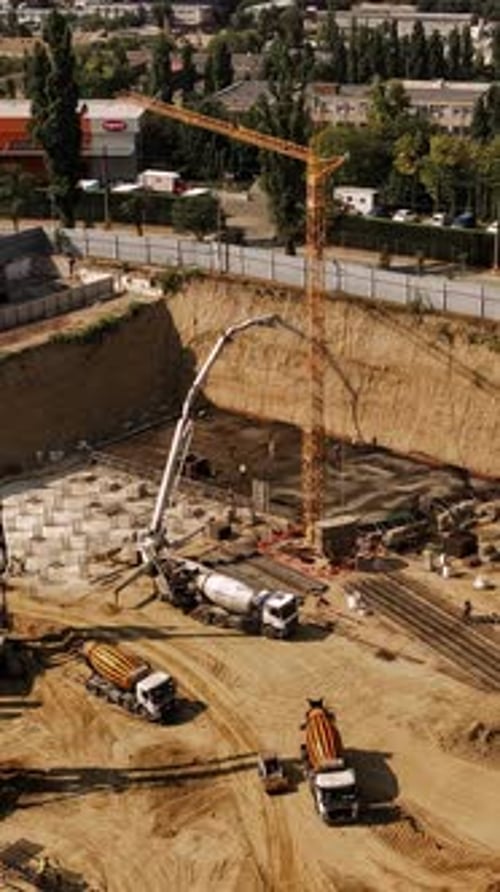 Aerial View of Active Construction Site