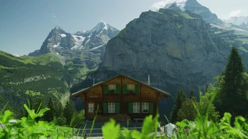 Scenic Mountain Chalet in Summer Daylight
