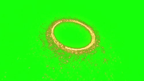 Golden Sparkle Trail Draws Oval Shape Element