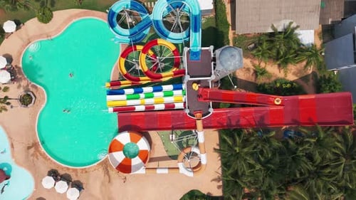 Water Park with High Slides and a Swimming Pool