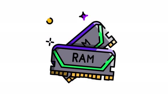 Looping Animated RAM Icon in Flat Design, Elements Motion Graphics ft ...