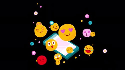 Phone And Social Media Emojis Alpha Channel 4K