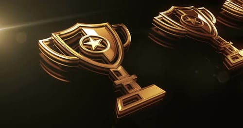 Gaming trophy winning cup metal symbol loop concept