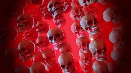 Ominous Red Skulls Tunnel Animation Loop
