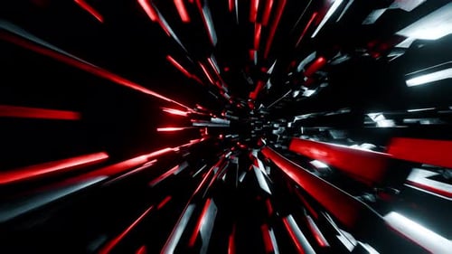 Space Detailed Sci Fi Tunnel With Red And White Lights Vj Loop Background Tunnel
