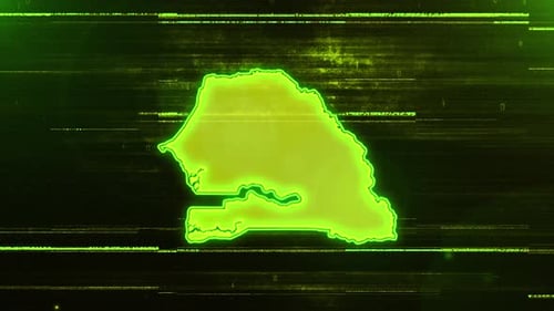 Digitale Futuristische Glitch-Karte von Senegal