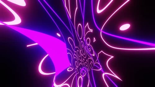 Neon Abstract Lines Psychedelic Tunnel Animation Background