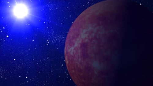 Rotating Planet and Bright Star in Deep Space