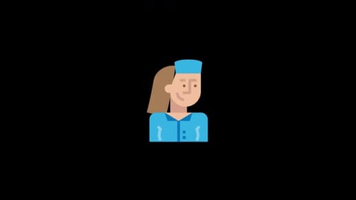 Flat Design Animated Nurse Character Icon