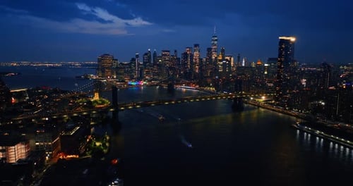 Night Cityscape of Stunning New York Skyline, USA