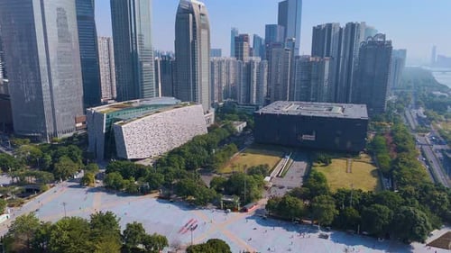 Aerial Guangdong Provincial Museum Buildings