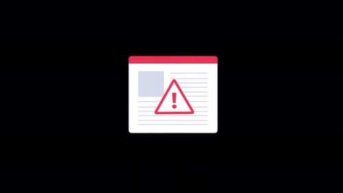 Animated Flat Design Warning Icon on Document
