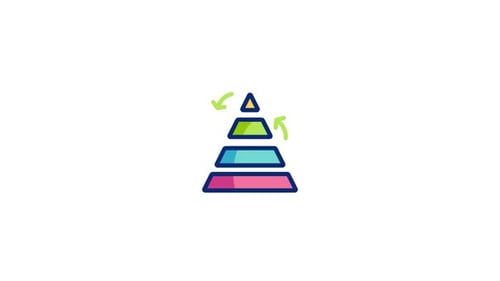 Animated Flat Design Pyramid Icon with Cycling Arrows