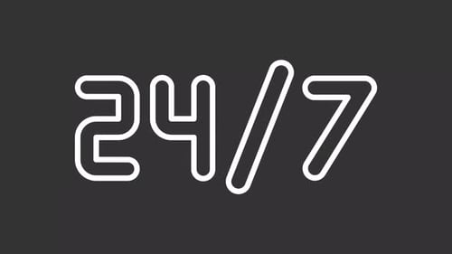 24 by 7 white line animation