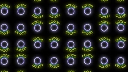Circle Shape Pattern Animation Bg. Elegant Colorful Circle Shape Rotate On Black Background, Color C