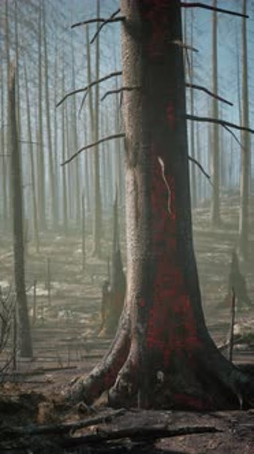 Devastated Forest Filled With Dead Trees