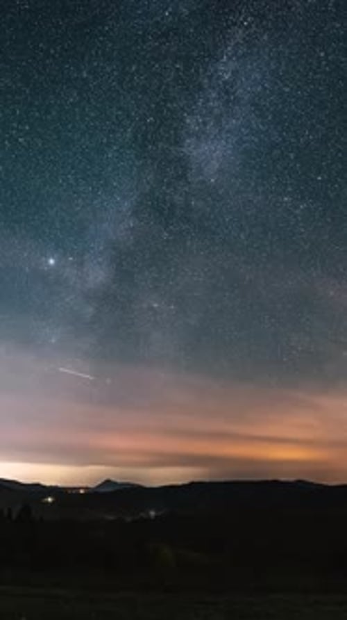Vertical Time Lapse of Starry Night Sky with Milky Way Galaxy