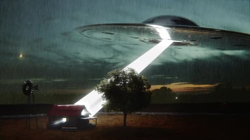 UFO entführt einen Menschen auf einer Farm