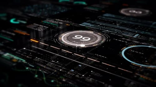 Futuristic Data Matrix Simulation HUD Screen 06