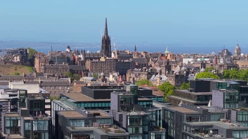 Parallel Drone Journey Over the Historic City scape of Edinburgh