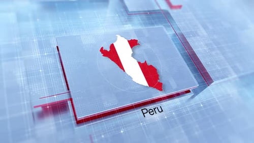 Animated Peru Map Flag for Corporate News Broadcasts