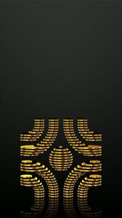 Vertical Background, Black and Gold Figure, Shape, Mirror, Exclusive, Unique Design, 3D Render