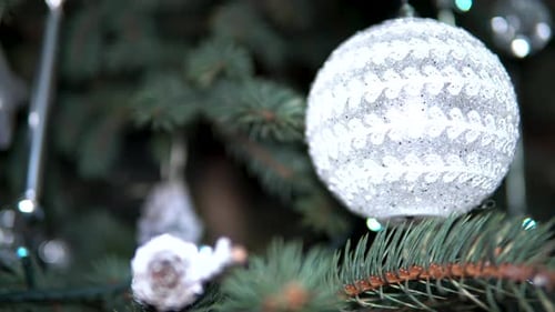 Christmas Tree Ornaments Close Up Holiday Decorations