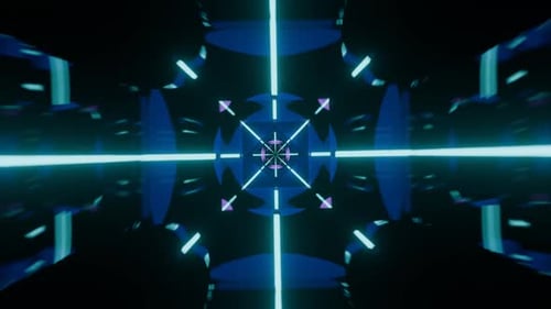 Futuristic Tunnel with Neon Lights and Endless Depth