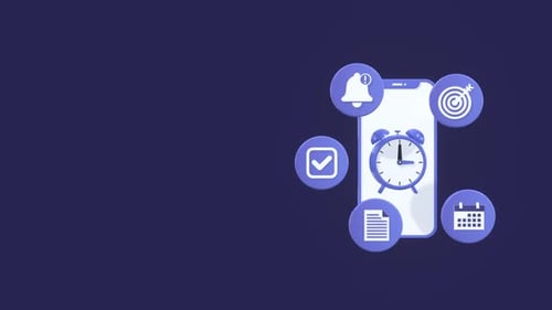3D Animated Time Management and Productivity Icons on Smartphone