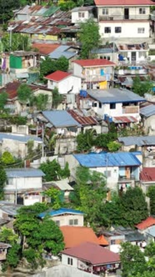 Aerial shot of Cebu City in the Philippines. Vertical Video.