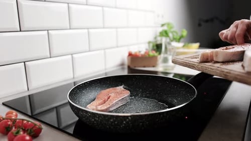 Cooking Salmon Steaks in a Frying Pan