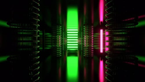 Pink And Green Alien Strobe Corridor With Vertical Portal Background Vj Loop I 4K
