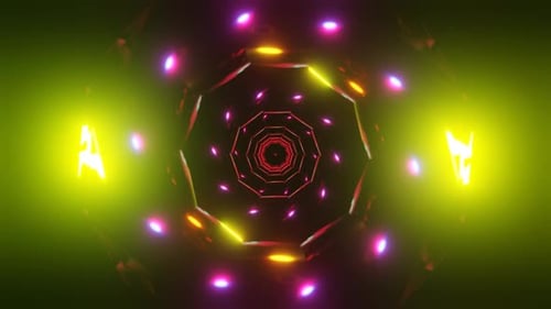 A Mesmerizing VJ Loop Featuring Neon Disco Strobe Lights
