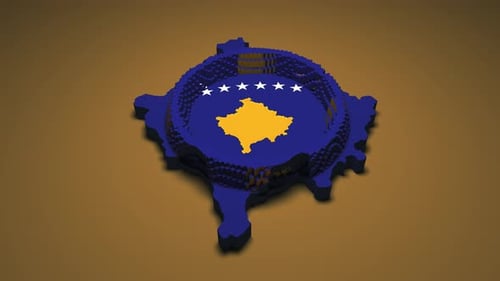 Kosovo Map 3D Flag Animation with Rotating Motion