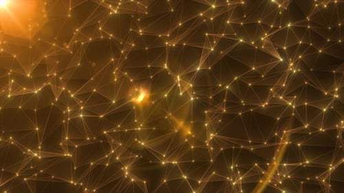 Abstract Golden Network Animation with Glowing Points